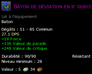 Bâton de déviation en if durci