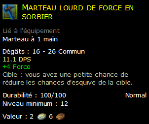 Marteau lourd de force en sorbier