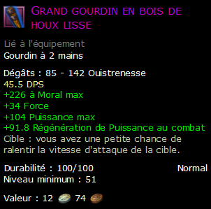 Grand gourdin en bois de houx lisse