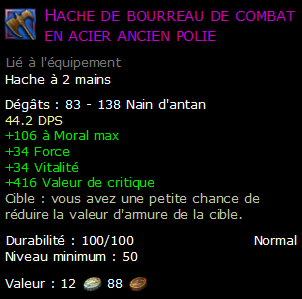 Hache de bourreau de combat en acier ancien polie