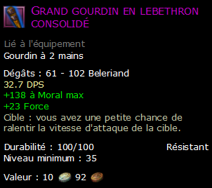 Grand gourdin en lebethron consolidé