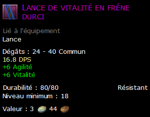 Lance de vitalité en frêne durci