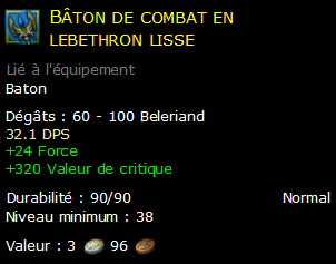 Bâton de combat en lebethron lisse