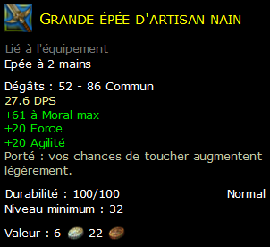 Grande épée d'artisan nain