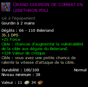 Grand gourdin de combat en lebethron poli