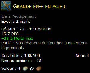 Grande épée en acier