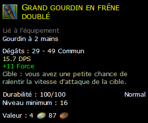 Grand gourdin en frêne doublé