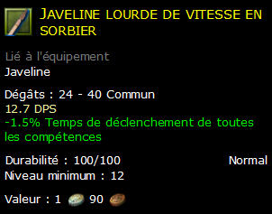 Javeline lourde de vitesse en sorbier