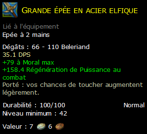 Grande épée en acier elfique