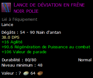 Lance de déviation en frêne noir polie