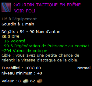 Gourdin tactique en frêne noir poli