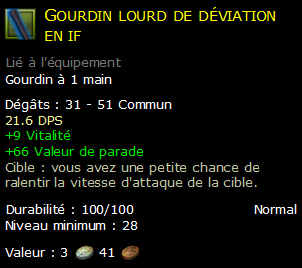 Gourdin lourd de déviation en if