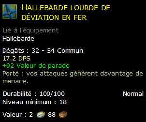 Hallebarde lourde de déviation en fer