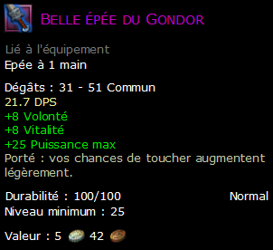 Belle épée du Gondor