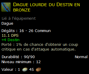 Dague lourde du Destin en bronze