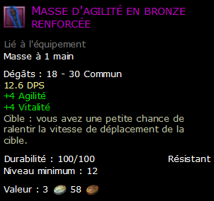 Masse d'agilité en bronze renforcée