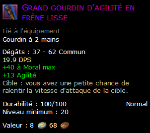 Grand gourdin d'agilité en frêne lisse