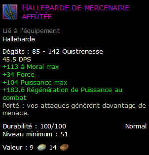 Hallebarde de mercenaire affûtée