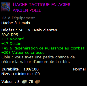 Hache tactique en acier ancien polie