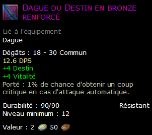 Dague du Destin en bronze renforcé