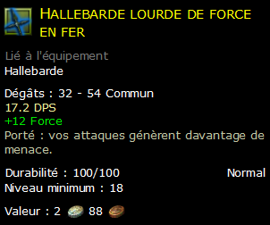 Hallebarde lourde de force en fer