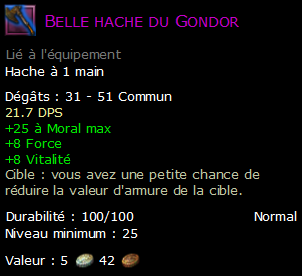 Belle hache du Gondor