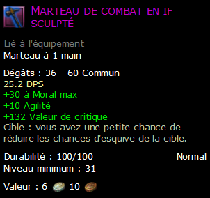 Marteau de combat en if sculpté