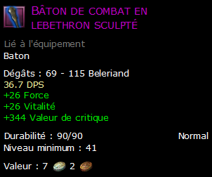 Bâton de combat en lebethron sculpté