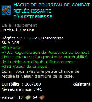 Hache de bourreau de combat réfléchissante d'Ouistrenesse