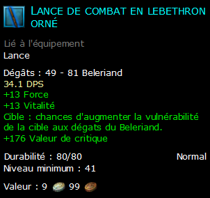 Lance de combat en lebethron orné