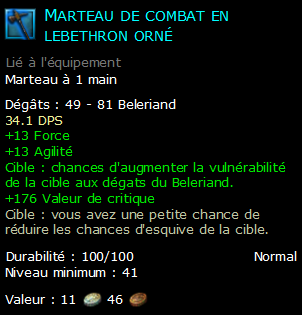 Marteau de combat en lebethron orné