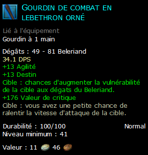 Gourdin de combat en lebethron orné