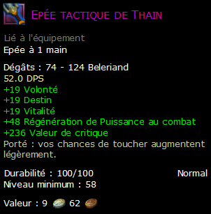 Epée tactique de Thain