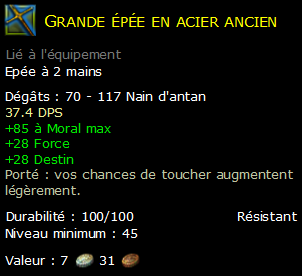 Grande épée en acier ancien