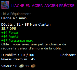 Hache en acier ancien précise