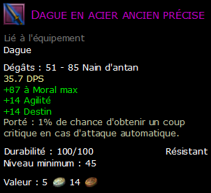 Dague en acier ancien précise