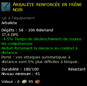 Arbalète renforcée en frêne noir