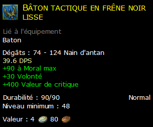 Bâton tactique en frêne noir lisse