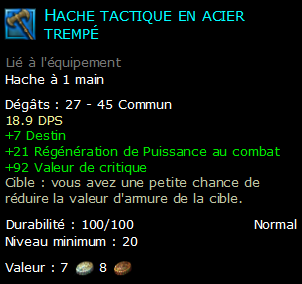 Hache tactique en acier trempé