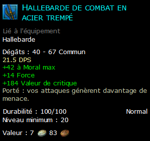 Hallebarde de combat en acier trempé