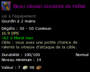 Beau grand gourdin en frêne