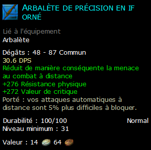 Arbalète de précision en if orné