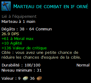 Marteau de combat en if orné