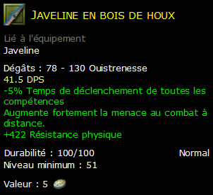 Javeline en bois de houx