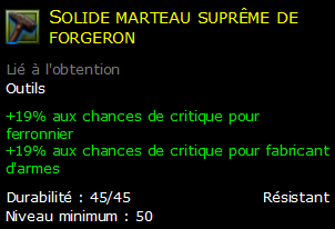 Solide marteau suprême de forgeron