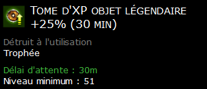 Tome d'XP objet légendaire +25% (30 min)