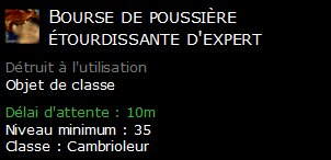 Bourse de poussière étourdissante d'expert