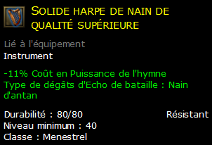 Solide harpe de nain de qualité supérieure