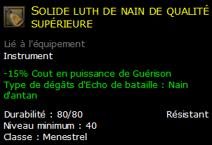 Solide luth de nain de qualité supérieure