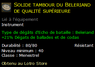 Solide tambour du Beleriand de qualité supérieure